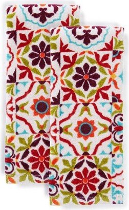 2pk Cotton Worn Tiles Kitchen Towels