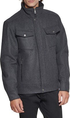 Faux Shearling Wool Blend Trucker Jacket