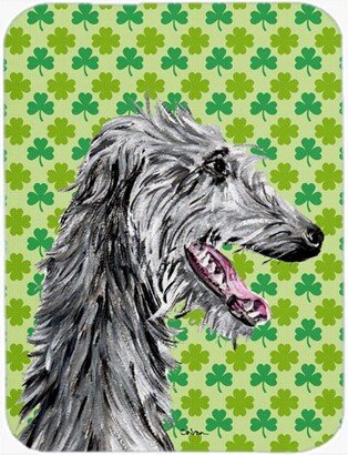 SC9741LCB Scottish Deerhound Large Size Lucky Shamrock St. Patricks Day Glass Cutting Board