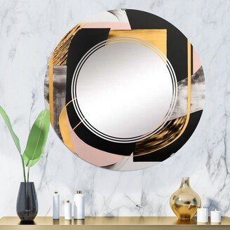 Designart 'Pink And Gold Art Deco I' Printed Modern Transitional Wall Mirror