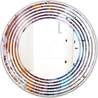 Designart 'Geode 3' Printed Modern Round or Oval Wall Mirror - Wave