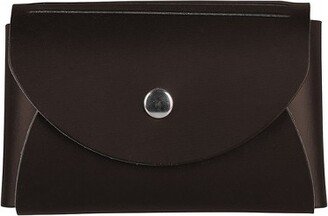 JAM Paper & Envelope JAM Paper Italian Leather Business Card Holder Case with Round Flap Dark Brown 2233317454