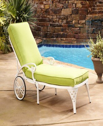 Biscayne White Chaise Lounge Chair Green Apple Cushion - White/Green Apple