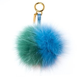 Multicolor Fox Fur Pom Pom Bag Charm