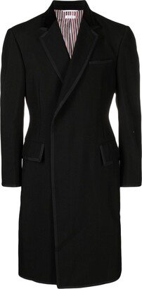 Long Grosgrain Ribbon-Trim Coat