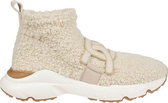 Shearling Logo-Plaque Slip-On Trainers