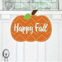 Big Dot of Happiness Pumpkin Patch - Hanging Porch Fall, Halloween or Thanksgiving Party Outdoor Decorations - Front Door Decor - 1 Piece Sign - Orang