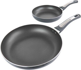 Non Stick 2 Piece Aluminum Frying Pans in Grey