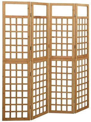 Aoolive 4-Panel Room Divider/Trellis Solid Fir Wood 63.4