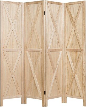 5.6 Ft 4 Panels Folding Wooden Room Divider - 63