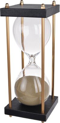 Doug Inch 60 Minute Sand Hourglass with Modern Frame Included, Black, Brown