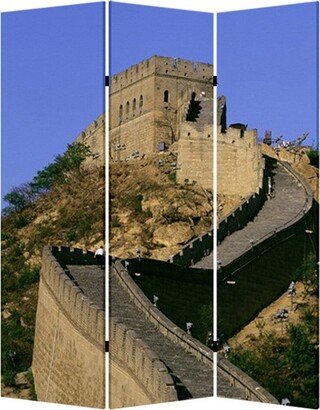 Brar 71 Inch 3 Panel Canvas Screen, Great Wall of China Print, Multicolor - 72 H x1 W x 48 L Inches