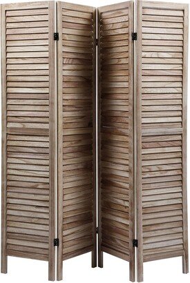 Siavonce Sycamore wood 4 Panel Screen Folding Louvered Room Divider - 64.18*0.71*66.93