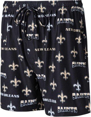 Men's Concepts Sport Black New Orleans Saints Breakthrough Jam Allover Print Knit Shorts