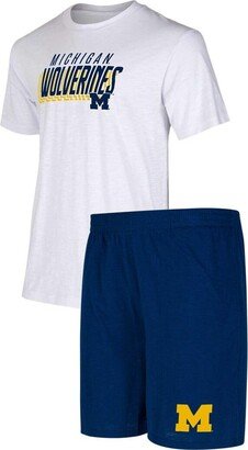 Men's Concepts Sport Navy, White Michigan Wolverines Downfield T-shirt and Shorts Set - Navy, White