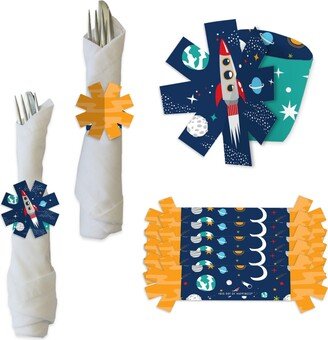 Big Dot Of Happiness Blast Off Outer Space Rocket Baby Shower or Birthday Holder Napkin Rings 24 Ct