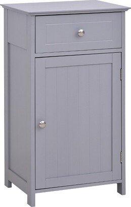 kleankin Bathroom Cabinet with Drawer and Shelf, Toilet Vanity Cabinet for Toilet Paper, Towels or Shampoo, Gray