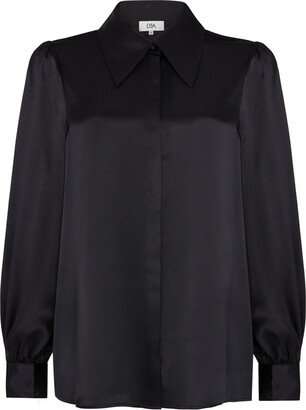 Lyia Karen Blouse Shiny Silk Black