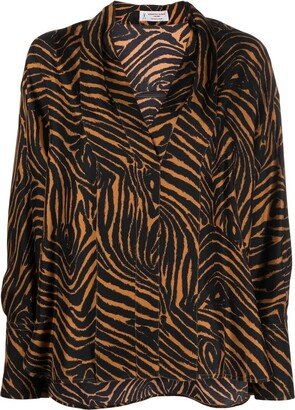 Animal-Print Silk Blouse