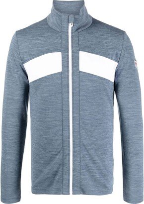 React logo-patch zip-up sports top