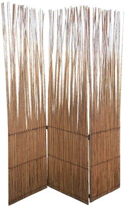 69 Inch 3 Panel Room Divider, Wood Willow Branch, Brown