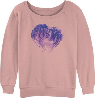 Women's Avatar Face Heart Junior's Raglan Pullover with Coverstitch