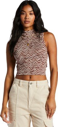 Juniors' Wavey Babe Mock-Neck Sleeveless Top