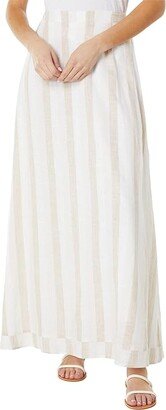 Sunset Woven Linen Maxi Skirt (Macadamia Stripe) Women's Skirt