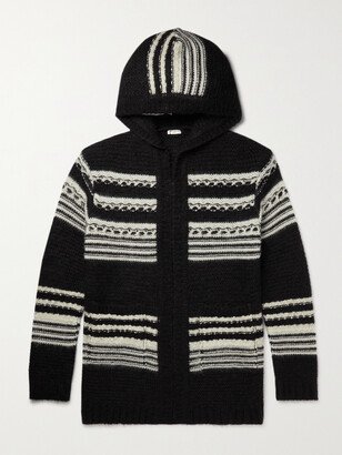 Hooded Striped Mohair-Blend Cardigan