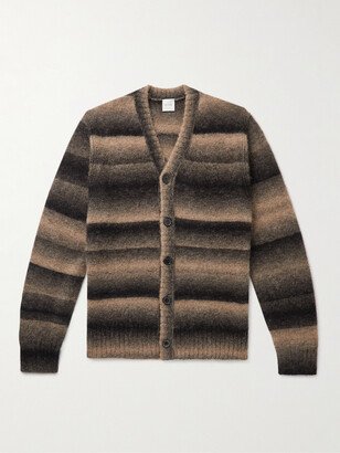 Striped Brushed Alpaca-Blend Cardigan