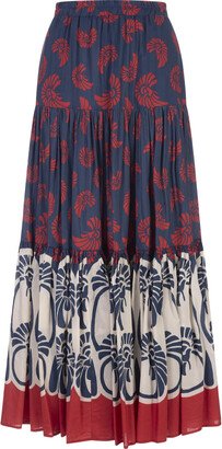 La DoubleJ Palmetto Placée Silk Voile Long Skirt