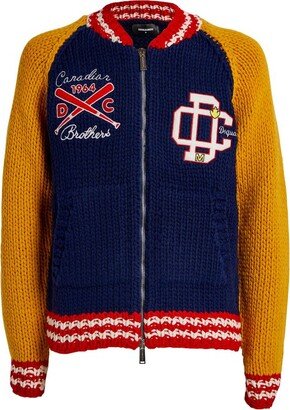 Wool-Blend Varsity Cardigan