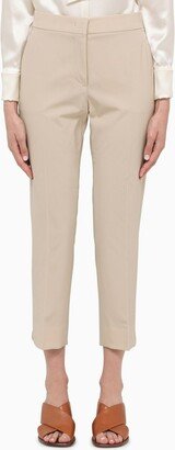 Slim beige cropped trousers