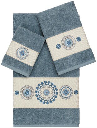 Isabelle 3-Piece Embellished Towel Set - Teal