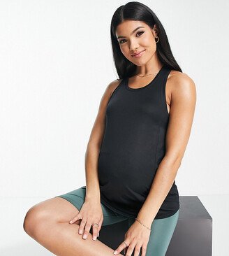 Maternity icon longer length tank top in black