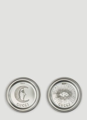 Set Of Two Star Eye And Moon Coasters - Kitchen Silver One Size