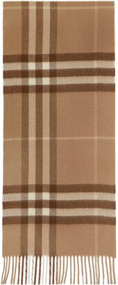 Tan Cashmere Giant Check Scarf