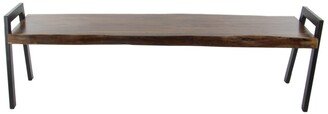 Natural Rectangular Albizia Wood and Metal Bench