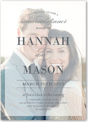 Rehearsal Dinner Invitations: Divine Elegance Rehearsal Dinner Invitation, White, 5X7, Matte, Signature Smooth Cardstock, Square