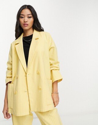 oversize blazer in yellow pinstripe - part of a set