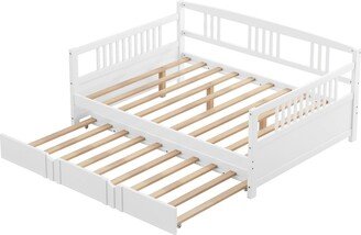 Full Size Daybed Wood Bed with Twin Size Trundle-AA