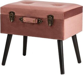 20 Velvet Upholstered Storage Stool Pink