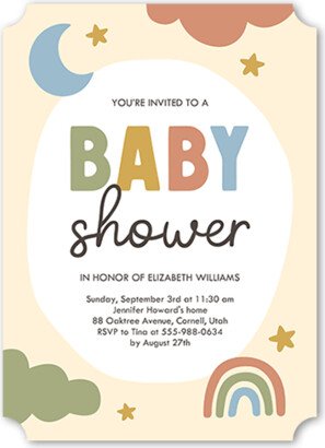 Baby Shower Invitations: Night Sky Baby Shower Invitation, Orange, 5X7, Pearl Shimmer Cardstock, Ticket