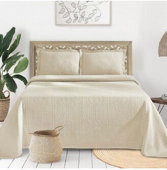 100% Cotton Fleur De Lis Medallion All-Season 3-Piece Coverlet Set, King