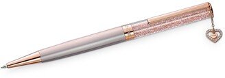 Rose Gold-Tone Pave Heart Charm Crystalline Ballpoint Pen