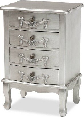 Callen Brushed Wood 4 Drawer Nightstand Silver