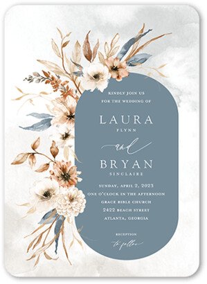 Wedding Invitations: Wild Botanic Wedding Invitation, Grey, 5X7, Matte, Signature Smooth Cardstock, Rounded