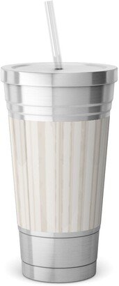 Travel Mugs: Dreamy Watercolor Stripe Stainless Tumbler With Straw, 18Oz, Beige