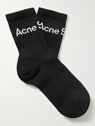 Logo-Jacquard Cotton-Blend Socks-AB