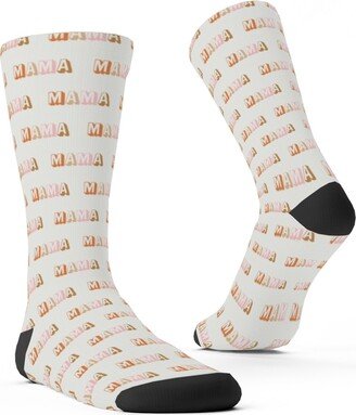 Socks: Mama Typography - Neutral Custom Socks, Beige